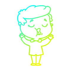 cold gradient line drawing cartoon man talking