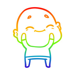 rainbow gradient line drawing cartoon happy bald man