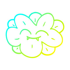 cold gradient line drawing cartoon flower with fangs