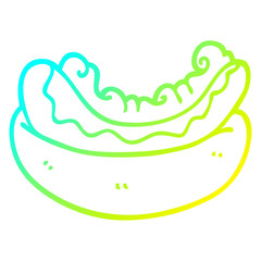 cold gradient line drawing cartoon hotdog