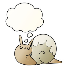 cute cartoon snail and thought bubble in smooth gradient style