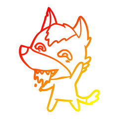 warm gradient line drawing cartoon hungry wolf