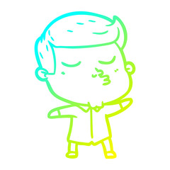 cold gradient line drawing cartoon model guy pouting