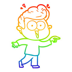 rainbow gradient line drawing cartoon excited man