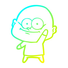 Obraz premium cold gradient line drawing cartoon bald man staring