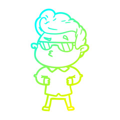 cold gradient line drawing cartoon cool guy