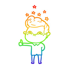rainbow gradient line drawing cartoon excited man