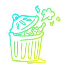 cold gradient line drawing cartoon waste bin
