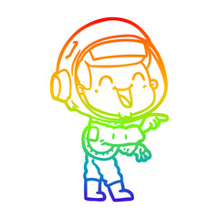 rainbow gradient line drawing happy cartoon astronaut