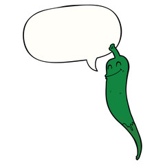 cartoon chili pepper and speech bubble