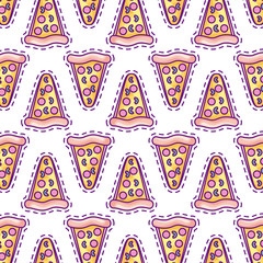 pattern of patches of delicious pizza fast food