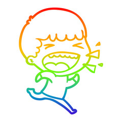 rainbow gradient line drawing cartoon laughing man