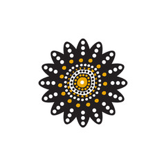 Aboriginal art dots painting icon logo design vector template