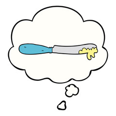 cartoon butter knife and thought bubble