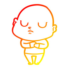 warm gradient line drawing cartoon bald man