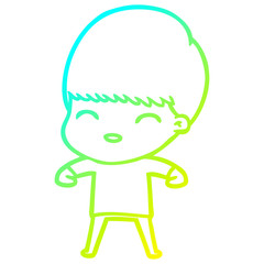 cold gradient line drawing happy cartoon boy