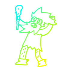 cold gradient line drawing cartoon cave man