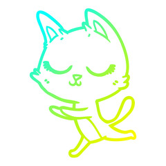 cold gradient line drawing calm cartoon cat