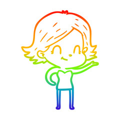 rainbow gradient line drawing cartoon friendly girl