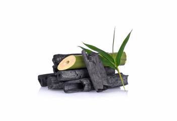 bamboo and bamboo charcoal on white background