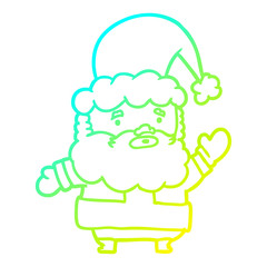 cold gradient line drawing santa claus waving
