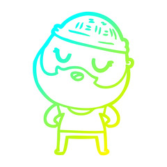 Obraz premium cold gradient line drawing cute cartoon man with beard