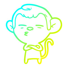 cold gradient line drawing cartoon suspicious monkey