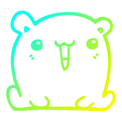 cold gradient line drawing cute cartoon bear