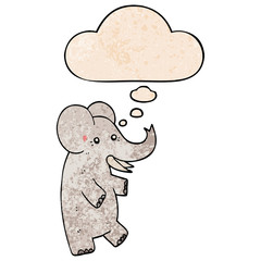 cartoon elephant and thought bubble in grunge texture pattern style