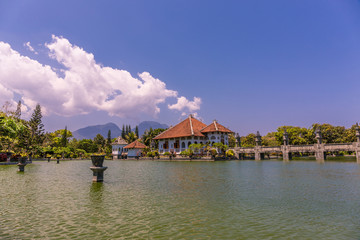 Obraz premium View of the lake at Ujung Water Palace (also known as Ujung Park or Sukasada Park) in Bali, Indonesia