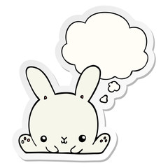 cartoon rabbit and thought bubble as a printed sticker