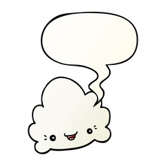cartoon cloud and speech bubble in smooth gradient style