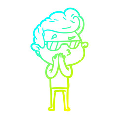 cold gradient line drawing cartoon cool guy