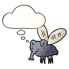 cartoon fly and thought bubble in smooth gradient style