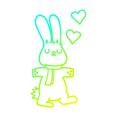 cold gradient line drawing cartoon rabbit in love