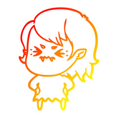 warm gradient line drawing annoyed cartoon vampire girl