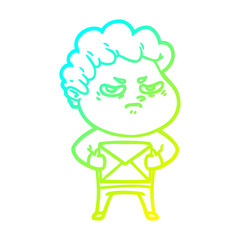 cold gradient line drawing cartoon angry man