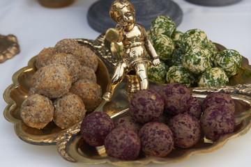 Fried potato cheese balls or croquettes, close-up. Homemade potato croquettes