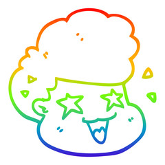 rainbow gradient line drawing cartoon excited boy