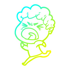 cold gradient line drawing cartoon furious man