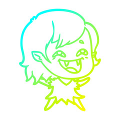 cold gradient line drawing cartoon laughing vampire girl