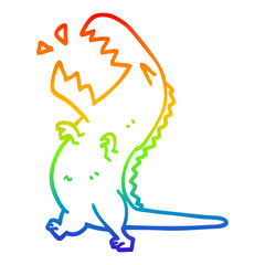 rainbow gradient line drawing cartoon roaring t rex