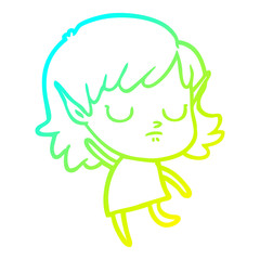 cold gradient line drawing cartoon elf girl