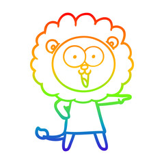rainbow gradient line drawing happy cartoon lion