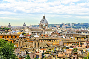 Fototapeta na wymiar Beautiful panoramic cityscape of Rome, Italy, travel Europe,