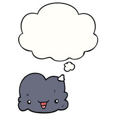 cartoon tiny happy cloud and thought bubble