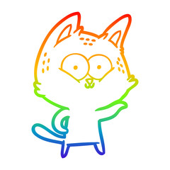 rainbow gradient line drawing cartoon cat