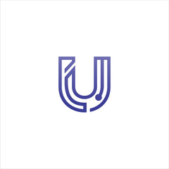 Minimal line letter initial U logo. Abstract and elegant shape font sign. logotype vector design template for personal identity branding, creative industry, web, business, corporate and company