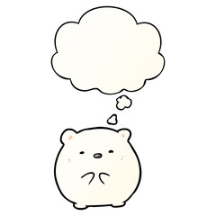 cartoon polar bear and thought bubble in smooth gradient style