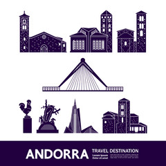 Andorra travel destination grand vector illustration. - obrazy, fototapety, plakaty